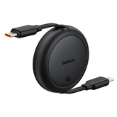 Baseus Free2Pull Mini USB Type-C, 60W automata behúzós gyorstöltő adatkábel, 1m, fekete