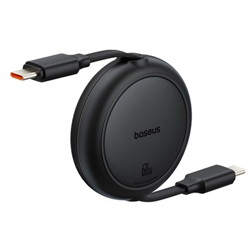 Baseus Free2Pull Mini USB Type-C, 60W automata behúzós gyorstöltő adatkábel, 1m, fekete