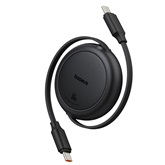 Baseus Free2Pull Mini USB Type-C, 60W automata behúzós gyorstöltő adatkábel, 1m, fekete