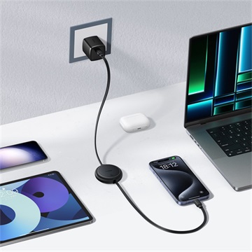 Baseus Free2Pull Mini USB Type-C, 60W automata behúzós gyorstöltő adatkábel, 1m, fekete