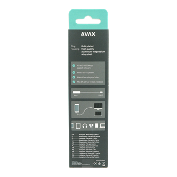 AVAX AD604 CONNECT+ Type C 3.0 - Gigabit Ethernet adapter, alumínium