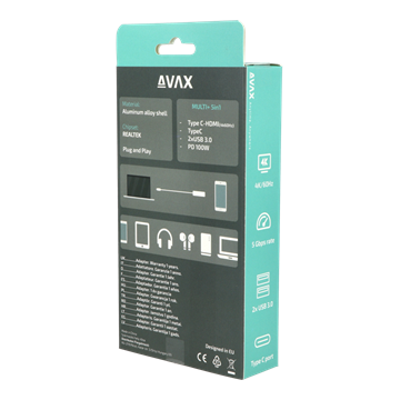 AVAX HB611 CONNECT+ 5in1 Multi HUB Type C - HDMI(4k60Hz), TypeC, 2xUSB 3.0, PD 100W
