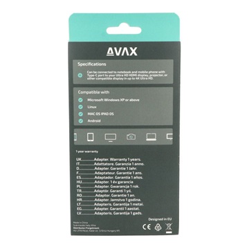 AVAX HB902 PRIME Type C 3.2 - 2xHDMI 4K60Hz DUAL monitor adapter