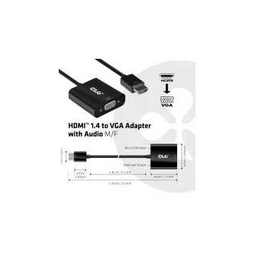 Club3D HDMI 1.4 to VGA Adapter with Audio M/F