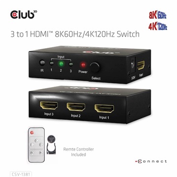 Club3D HDMI 2.1 UHD Switchbox 3 Ports