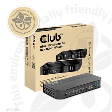Club3D HDMI KVM kapcsoló két HDMI 4K 60Hz-hez