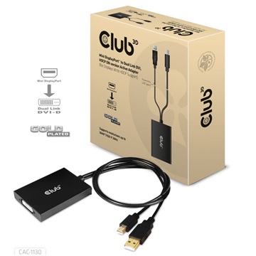 Club3D Mini DisplayPort to Dual Link DVI, HDCP ON version Active Adapter - HDCP-támogatással rendelkező kijelzőkhöz