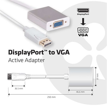 Club3D DISPLAY PORT 1.1A MALE TO VGA FEMALE ACTIVE ADAPTER 