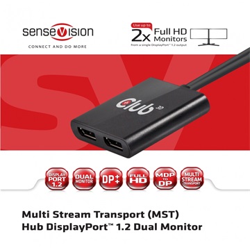 Club3D DP 1.2 TO 2 DISPLAYPORT 1.2 SUPPORTS UP TO 2*4K30HZ - USB POWERED