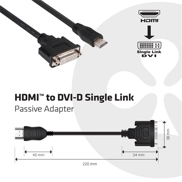 Club3D HDMI MALE TO DVI-D FEMALE PASSIVE ADAPTER