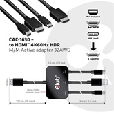 Club3D USB Type C + HDMI + MiniDisplayPort 1.2 to HDMI 4K60Hz HDR M/M Active Adapter 32AWG