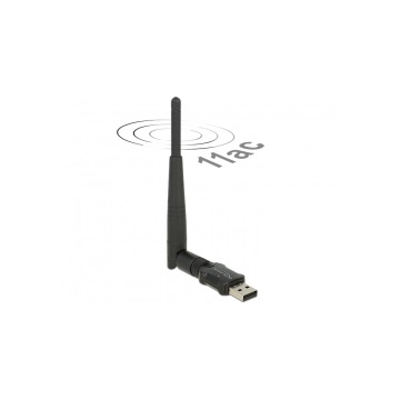 Delock 12462 USB2.0 2sávos WLAN ac/a/b/g/n nano stick 433Mbps külső antennával