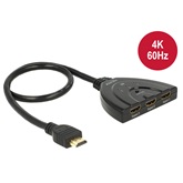 Delock 18600 HDMI UHD-kapcsoló, 3 x HDMI-bemenet > 1 x HDMI-kimenet, 4K integrált kábellel (50 cm)