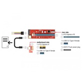 Delock 41423 Bővítőkártya PCI Express x1 > PCI Express x16 + USB-kábellel - 60cm