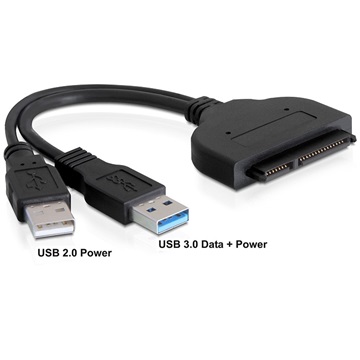 Delock 61883 SATA 22pin - USB 3.0 A apa + USB 2.0 A apa konverter