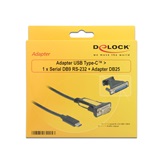 Delock 62905 USB Type-C™ > 1 db soros DB9 RS-232 + DB25 adapter