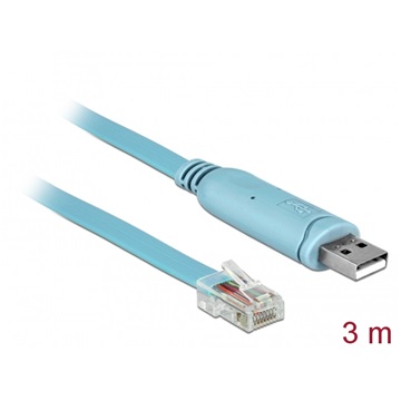 Delock 63289 USB 2.0 A-típusú apa > 1 x soros RS-232 RJ45 apa - 3 m - kék