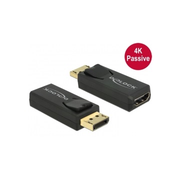 Delock 65571 Displayport 1.2 dugós csatl. - HDMI csatlakozóhüvely 4K passzív adapter - Fekete