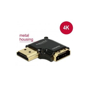 Delock 65660 HDMI-A anya > HDMI-A apa High Speed HDMI Ethernettel 4K 90° balra elforgatott adapter - Fekete