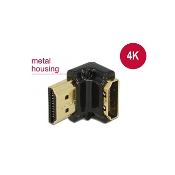 Delock 65662 HDMI-A anya > HDMI-A apa High Speed HDMI Ethernettel 4K 90° lefelé forgatott adapter - Fekete