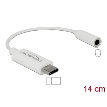 Delock 65925 USB-C audió adapter anya sztereó jackhez - 14cm - fehér