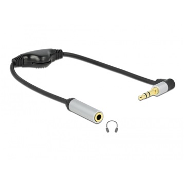 Delock 66435 Hangmegosztó sztereo jack apa 3,5 mm - sztereo jack anya 3,5 mm 3-tűs hajlított + hangerő szabályzó