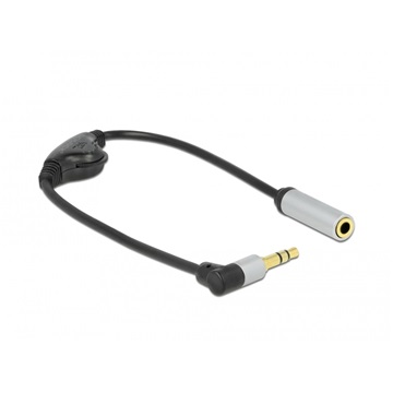 Delock 66435 Hangmegosztó sztereo jack apa 3,5 mm - sztereo jack anya 3,5 mm 3-tűs hajlított + hangerő szabályzó