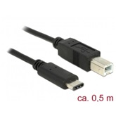 Delock 83328 USB C 2.0 dugó > USB 2.0 B dugó fekete - 0,5 m