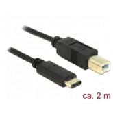 Delock 83330 USB C 2.0 dugó > USB 2.0 B dugó fekete - 2 m