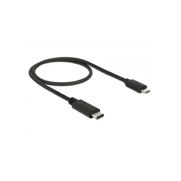 Delock 83333 USB C 2.0 dugó > USB 2.0 Micro>B dugó fekete - 0,5 m