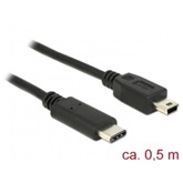Delock 83335 USB C 2.0 dugó > USB 2.0 Mini>B dugó fekete - 0,5 m