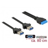 Delock 85244 USB 3.0 csatlakozóhüvely 2 mm 19 tus> 2X USB 3.0 A csatlakozó