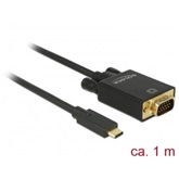 Delock 85261 USB C csatlakozó > VGA csatlakozó (DP váltakozó mód) Full HD 1080p fekete - 1 m
