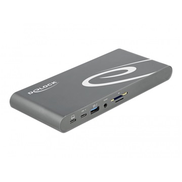 Delock 87772 USB-C DP 1.4 dokkoló állomás háromszoros 4K Display-HDMI/DisplayPort/USB/LAN/SD/PD 3.0