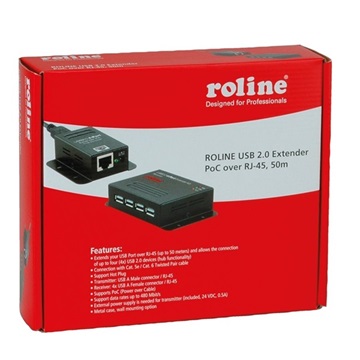 Roline Extender USB 2.0 - UTP CAT5 PoC - 4 port - 50m-ig