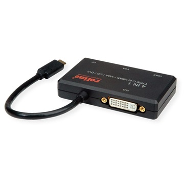 Roline USB Type-C - VGA / HDMI / DP  M/F adapter