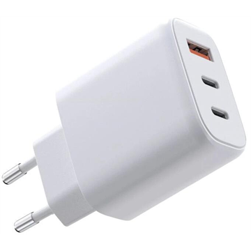 AVAX CH361 SPEEDY 65W GaN hálózati töltő, 2 × USB-C (PD 3.0) + USB-A (QC), fehér