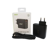 Acer 100W PD GaN Charger, 3 x USB C and 1 x USB A,  100W USB-C cable, Black (Retail Pack)