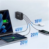 Acer 100W PD GaN Charger, 3 x USB C and 1 x USB A,  100W USB-C cable, Black (Retail Pack)