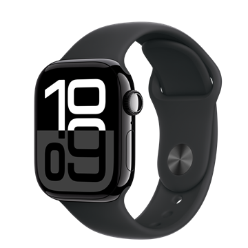 Apple Watch S10 Cellular 42mm Jet Black Alu Case with Black Sport Band - M/L