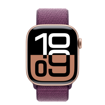 Apple Watch S10 Cellular 42mm Rose Gold Alu Case with Plum Sport Loop