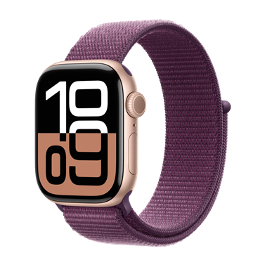Apple Watch S10 Cellular 42mm Rose Gold Alu Case with Plum Sport Loop