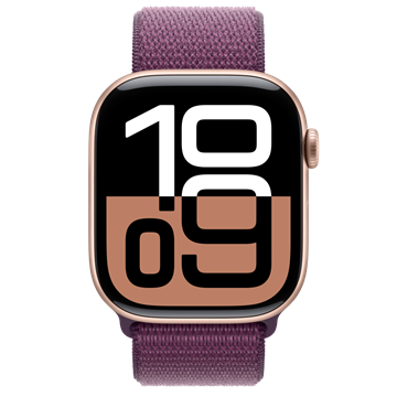 Apple Watch S10 GPS 46mm Rose Gold Alu Case with Plum Sport Loop