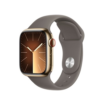Apple Watch S9 Cellular 41mm Gold Stainless Steel Case w Clay Sport Band - M/L