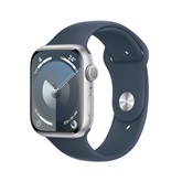 Apple Watch S9 GPS 45mm Silver Alu Case w Storm Blue Sport Band - M/L