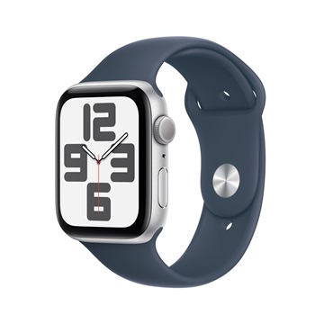Apple Watch SE3 GPS 44mm Silver Alu Case w Storm Blue Sport Band - S/M