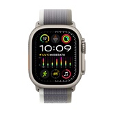 Apple Watch Ultra2 Cellular, 49mm Titanium Case w Green/Grey Trail Loop - S/M