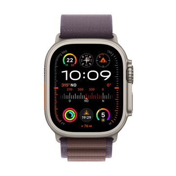 Apple Watch Ultra2 Cellular, 49mm Titanium Case w Indigo Alpine Loop - Large