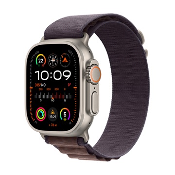 Apple Watch Ultra2 Cellular, 49mm Titanium Case w Indigo Alpine Loop - Medium