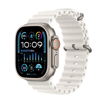 Apple Watch Ultra2 Cellular, 49mm Titanium Case w White Ocean Band